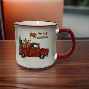 Christmas Mugs, Truck, Wreath And‎ Stripped Lot Of 3